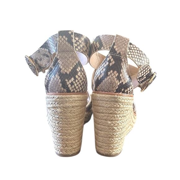 Banana Republic Leather Espadrille Wedge Sandal Women's 8 Snake Print Buckle - Picture 4 of 8